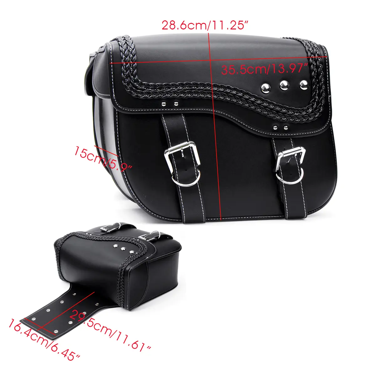 2-Pack Universal PU Leather Motorcycle Saddlebags - All Weather Proof Side Bags with Tool Storage & Spacious Space, Motorcycle Accessories Luggage Paniers