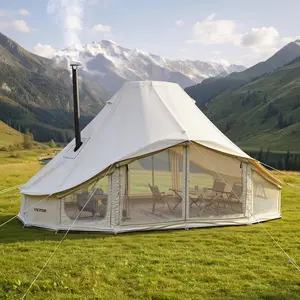 【SummerFinds】VEVOR Canvas Bell Tent, 19.7ft Poly-Cotton Yurt for 10-12 People, 4-Season Camping Tent with Stove Jack, Camping Accessories for Warm Glamping & Outdoor Parties