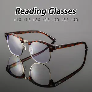 Men's Metal Classic Vintage Eyeglasses, Half Frame Elegant Fashion Reading Glasses, High Quality Eyewear, +1.0-4.0 Prescription, Business Meeting Computer Office Use