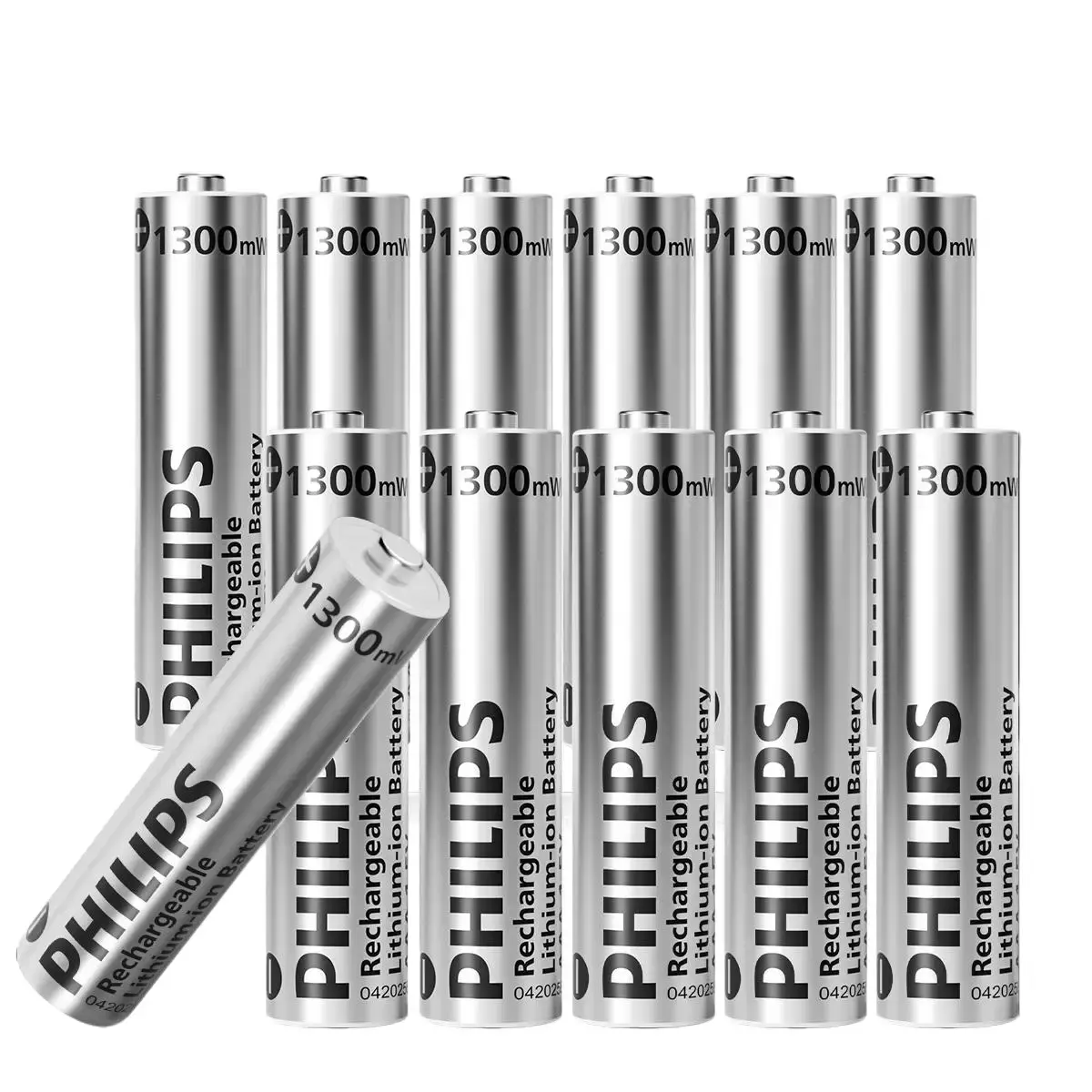 Philips 1300mWh AAA Rechargeable Batteries, 1.5V Lithium Batteries 1200+ Cycles Long-Lasting Triple AAA Batteries 12-Pack