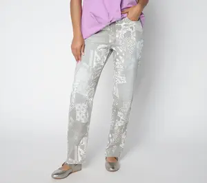 LOGO by Lori Goldstein Regular PD Straight Leg Printed Jeans