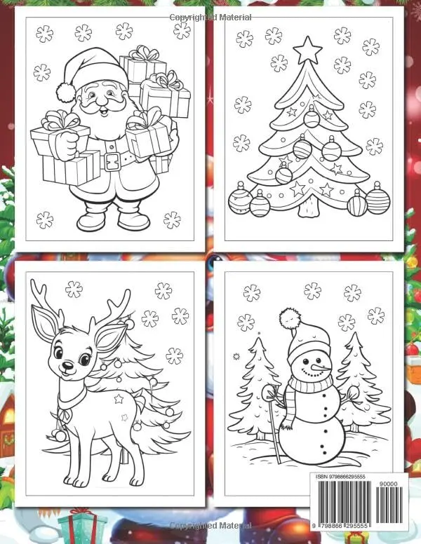 Christmas Coloring Book For Kids: Christmas Coloring Pages with 50+ Super Fun and Easy Designs Along with Funny Santa Claus, Chubby Snowman