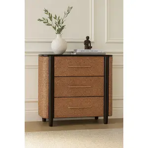 Solid Wood Havana Weave 3 Drawer Chest,Brown