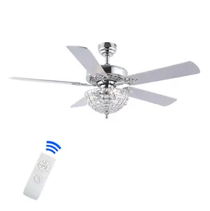 JONATHAN Y Mandy Glam Classic Crystal Dome Shade LED Ceiling Fan With Remote; for Bedroom, Living Room, Kitchen, Office
