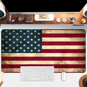 Flag Pattern Mouse Pad, 1 Count Washable Anti-slip Rubber Base Mouse Pad, Office Desktop Decoration Mat, Gaming E-sports Thickened Mouse Pad