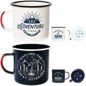 High quality printing customized classic simplicity iron 4oz enamel cup with lid