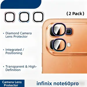 2pcs Infinix Note Edge Rear Camera Protection Film, Glass Metal Eagle Eye Drill, Compatible with Infinix Note 60 Pro Lens Cover
