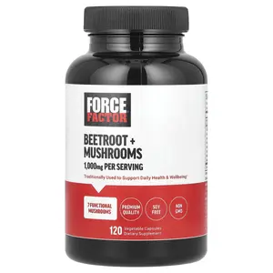 Force Factor Beetroot + Mushrooms, 120 Vegetable Capsules