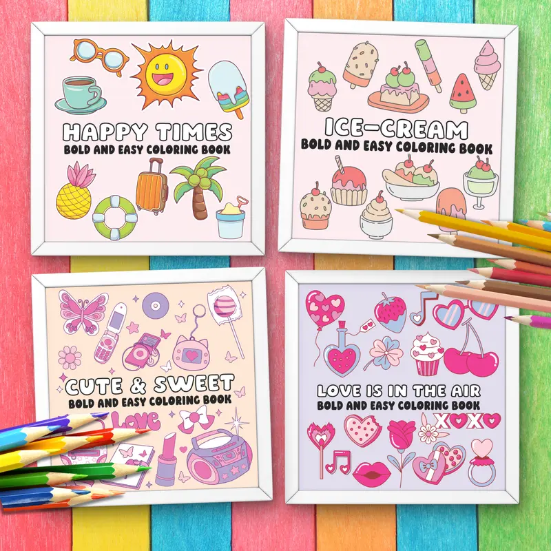 Ice Cream Themed All-Ages Coloring Book Box - Unisex Beginner-Friendly Set with Bold Easy Pages, Cute & Sweet Art, Ice-Cream Pages, Engaging Content, Sweet Fun for Creative Expression (Children's Literature & Art Book)