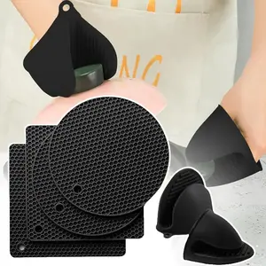 Silicone Trivet Mats Hot Pads with Silicone Oven Mitts Heat Resistant and Slip Resistant Non Slip Silicone Pot Holders Heat Resistant Trivet Pads Silicone Cooking for Kitchen Counter Table Placemats Easy To Store