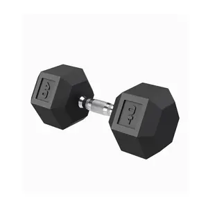 5-50 LB Pair Hex Dumbbells – Cast Iron Core with Rubber Shell & Textured Carbon Steel Handles – Non-Slip Hand Weights for Home Gym Strength Fitness