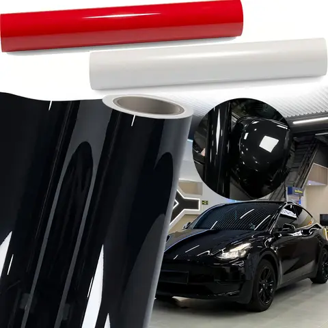 7D Glossy Shine Polymeric PVC Vinyl Wrap Car Body Sticker Kit - 60x12in (5FT) Self-Adhesive Air Bubble-Free Permanent Vinyl, Cutter & Hand Tools, 7D 3D Depth Look Protector Film, Universal for All Cars SUVs, 3-5 Year Outdoors Durability, 7yr Indoor Life