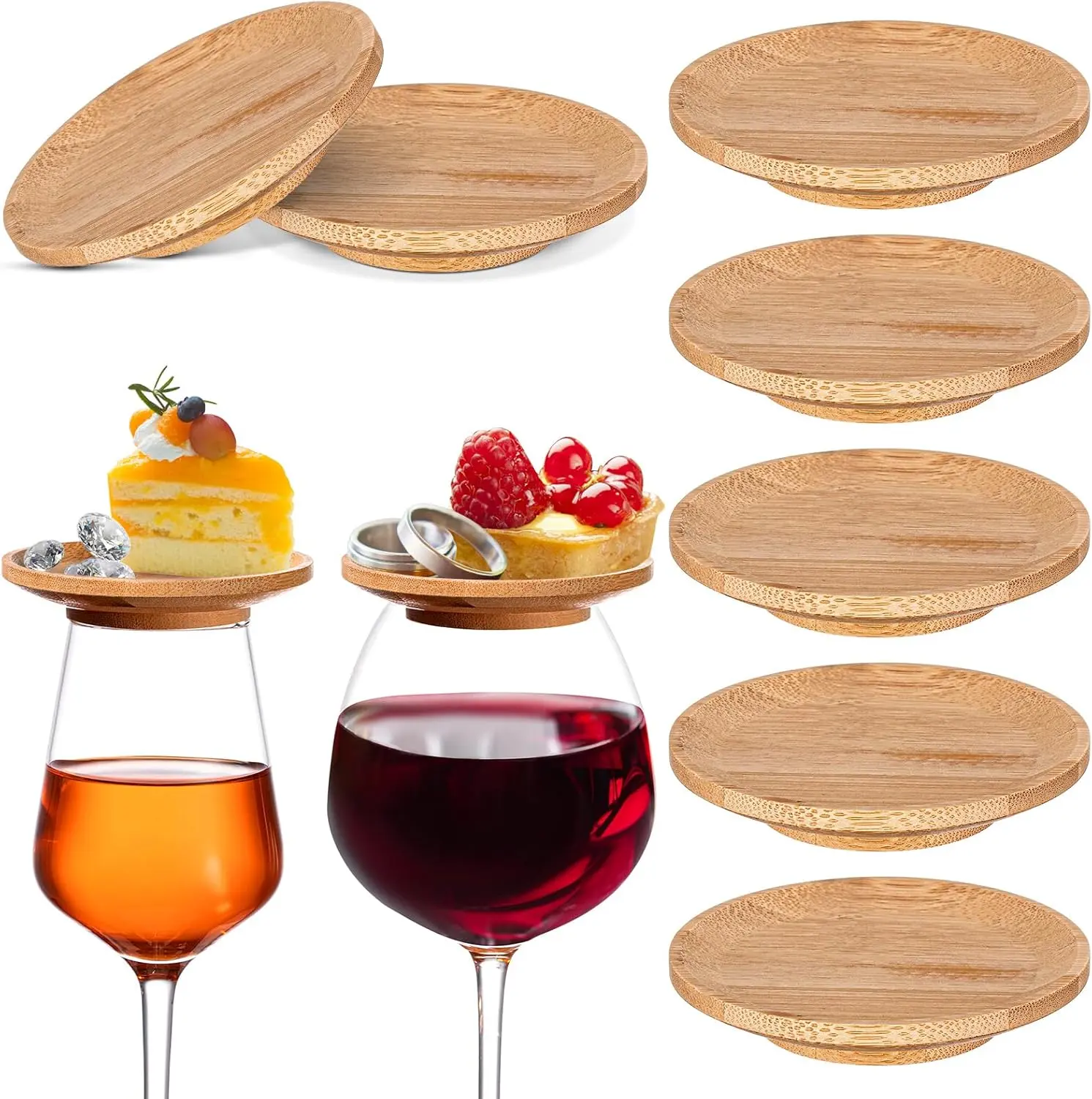 Sturdy 4-in Round Glass Charcuterie Topper Cups, 8-Count Dual-Use Tableware for Appetizer Plates, Parties, Coasters, Family Gatherings & Restaurants