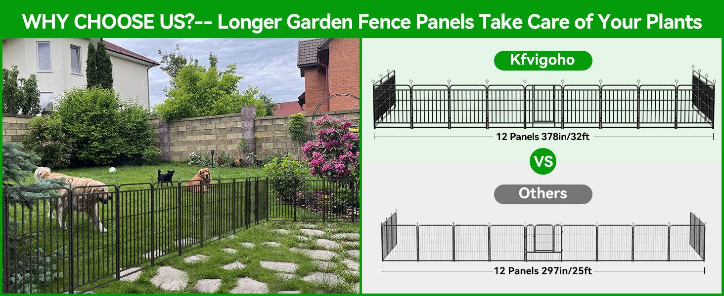 Heavy Duty Dog Playpen: 12 Steel Panels 47" Height, Square Steel Pipe with Reinforced Crossbars, 27FT 57 Sq.ft Portable Fence for Yard RV Camping, Snowy Black PDF8007