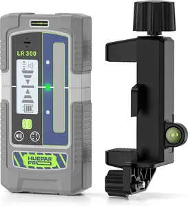 Huepar LR300 Laser Detector - Green & Red Beam Laser Target Receiver for Outdoor Use Up to 660Ft, 20H Continuous Use, 252g Lightweight, 30-Min Auto Shut-Off, Adjustable Audible Alerts for DIY Users