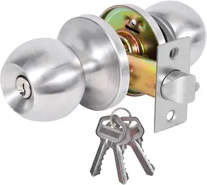 Keyed Entry Door Knob with Lock and Key Stainless Steel Handle for Bedroom & Front Door Dual-Side Security Universal Fit Easy Install