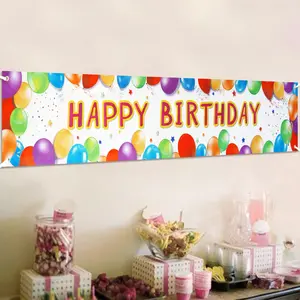 6-ft Colorful Polyester Hanging Happy Birthday Banner, Huge Sign, Outdoor Fence Decoration, Photo Prop Backdrop, Festive Party Supply