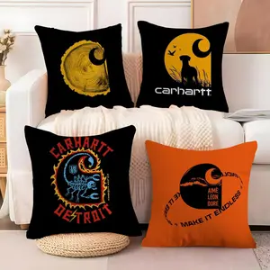 Brand C-Carhartts-S Cushion Cover Soft Short Plush Fabric Double-Sided Print | Breathable Pillow Cover for Sofa Couch Bed | Skin-Friendly, Washable, Invisible Zipper, Anti-Dust Mite, Durable Material | Warm Winter Home Decor Gift