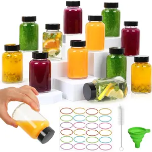 16Pack 4oz Portable Leakproof Glass Ginger Juice Shot Bottles with Lids for Wellness Shots