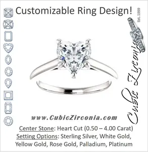 Cubic Zirconia Engagement Ring- The Madelyn (Customizable Heart Cut Solitaire with Infinity Trellis Decoration)