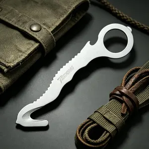 6-in-1 EDC Keychain Survival Tool with Window Breaker Seatbelt Cutter Rope Cutter Can Opener Bottle Opener & Flathead Screwdriver, Car Emergency Escape Tool