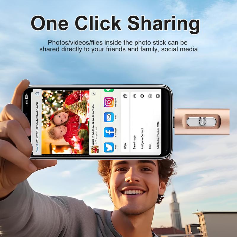 256GB Flash Drive for iPhone & iPad , 3-in-1 USB-C Photo Stick External Storage Thumb Drive for Android & PC, Easy Backup Photos Videos, Portable Memory Stick, Back to School Gift