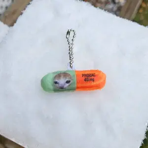 40mg sad cat Prozac Keychain