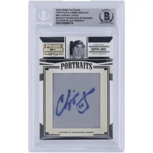 Chipper Jones Atlanta Braves Autographed 2005 Donruss Prime Patches Portraits Jumbo Swatch Grey Jersey Relic #P-66 #/258 Beckett Fanatics Witnessed Authenticated Card - Fanatics Authentic Certified