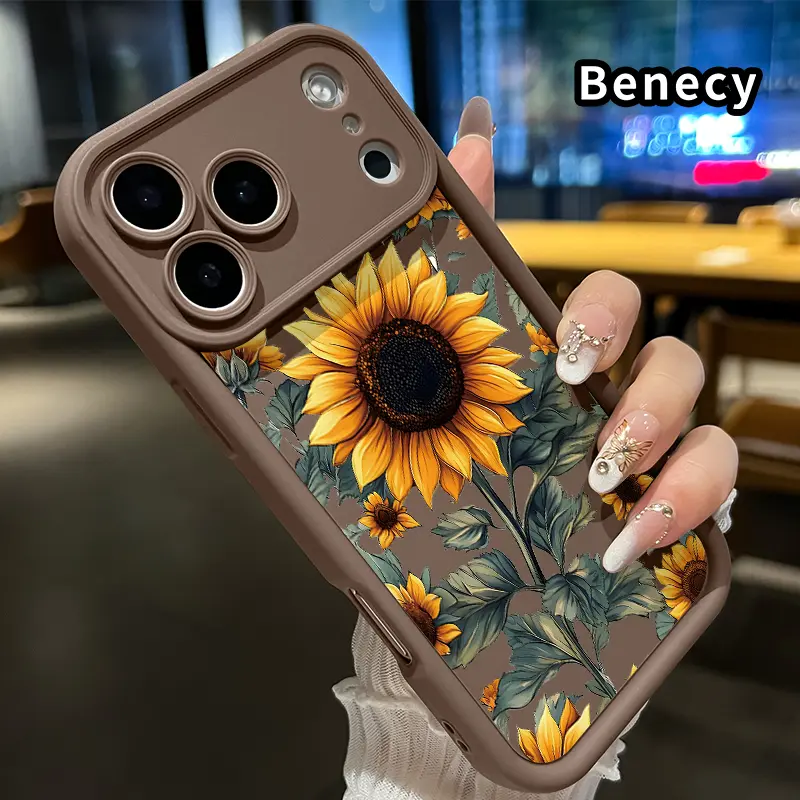 Soft Case for iPhone 17 Pro Max 16 Plus 15 14 13 12 11 Air E Sunflower Symphony TPU Bumper Camera Lens Protection Rugged Durable Phone Cover for