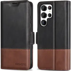 KEZiHOME for Samsung Galaxy S24 Ultra Case, Genuine Leather [RFID Blocking] Galaxy S24 Ultra Wallet Case, Card Slot Kickstand Protective Phone Cover Compatible with Samsung S24 Ultra