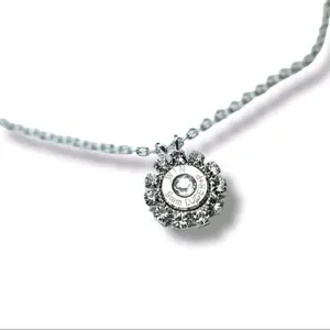 Rhinestone Bullet Pendant Necklace - White Rhinestones Surrounding Aluminum Bullet Slice, Hand Polished Casing, Elegant Design, Available in Various Brands