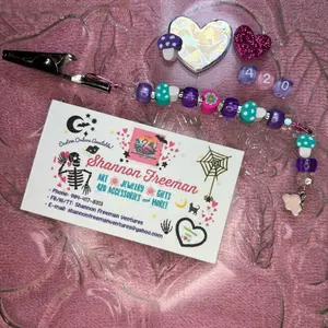 Shannon Freeman Handmade Beaded Mushroom Cloud Clip - Unique Beaded Design with Heart Charm and Spider Charm, Perfect for Any Occasion