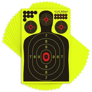 VIGEROSO 12x18 inch Black Paper Targets 10/20/50pcs Reactive Sputtering Luminescent Fluorescent with Visible Splashes & Replaceable Stickers for Shooting Training