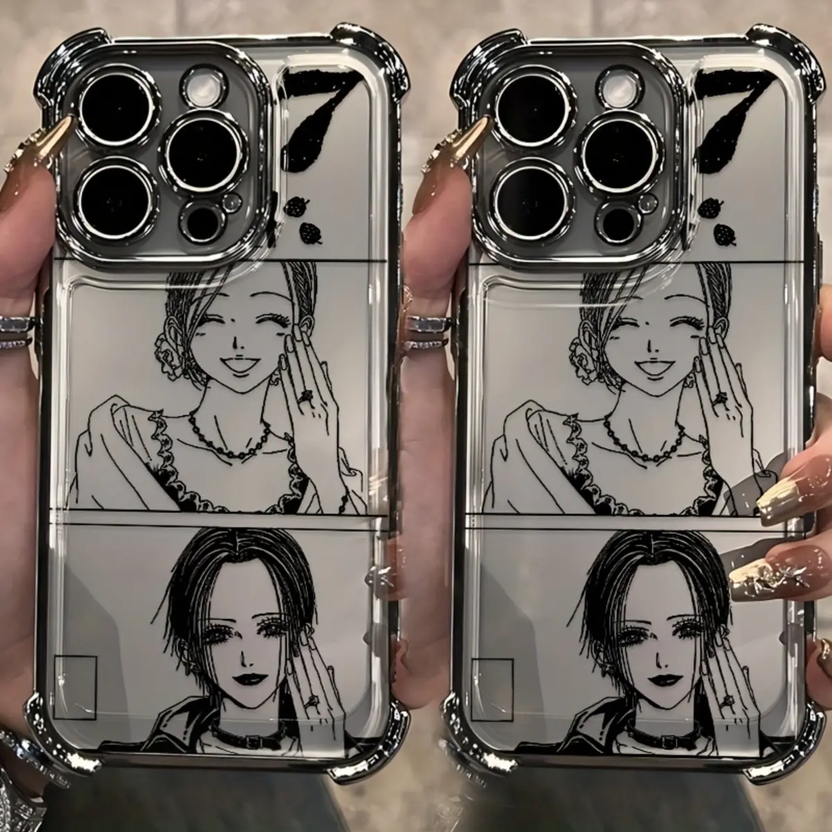 Anime Nana Character Phone Case for iPhone 17 Air, 16, 15, 14, 13, 12, 11 Pro Max - Shockproof Transparent Soft Case for Smartphone, Cellphone, Handheld Devices with Impact Resistance