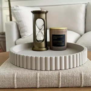 Round Decorative Tray, Concrete Design, Enhances Coffee Table Aesthetics, Ideal Home Decoration, Desktop Ornament, Interior Decoration Accessories