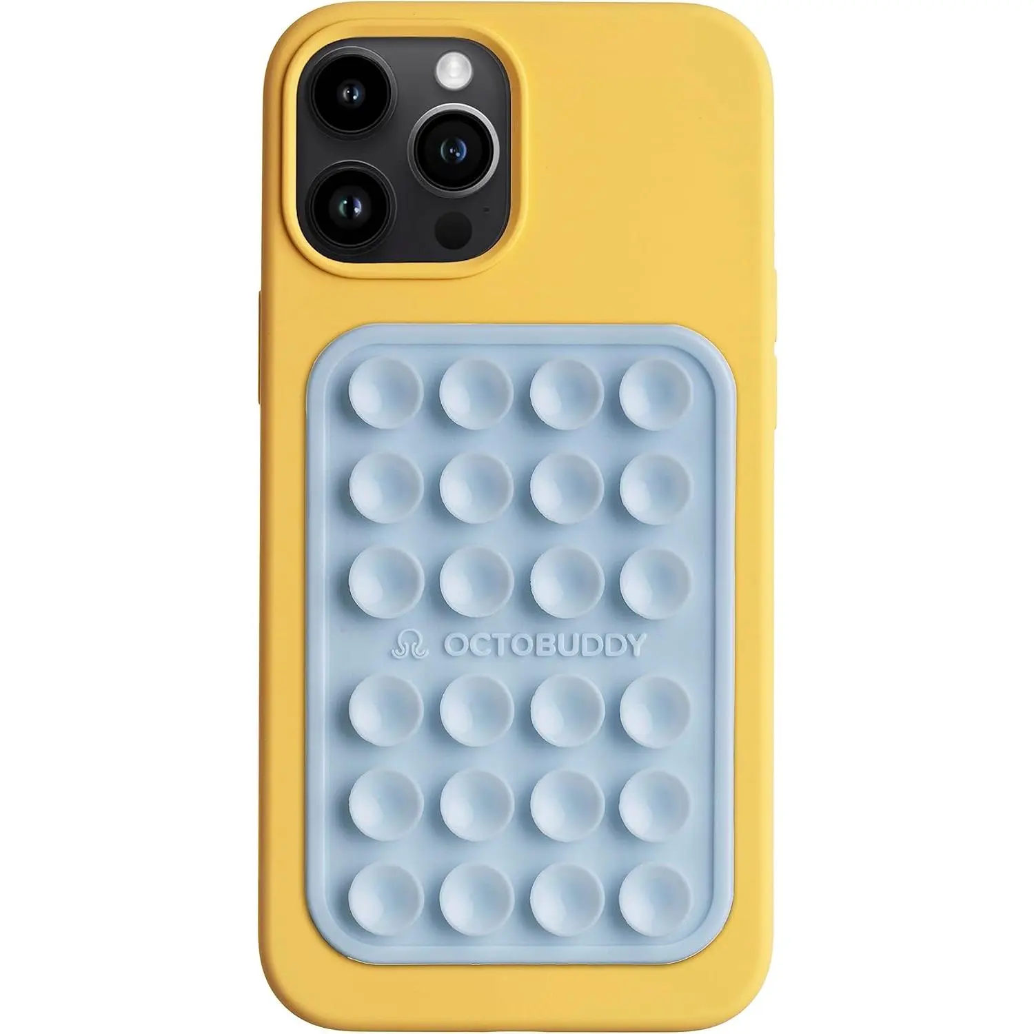 OCTOBUDDY Classic MAX - Silicone Suction Phone Case Adhesive Mount - Hands-Free, Strong Grip Holder for Selfies and Videos - iPhone and Android Compatible - 2.6″ x 3.9″, Baby Blue