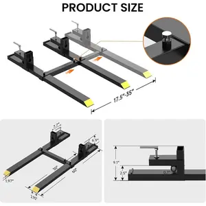 GARVEE Pallet Forks 60" 4000lbs Load Clamp On Pallet Forks with Adjustable Stabilizer Bar, Heavy Duty Forks for Tractor Bucket for Box, Fence Installation, Lumber and Hay Bale