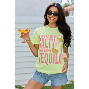 Be Salty Bring Tequila Neon Yellow Graphic Tee