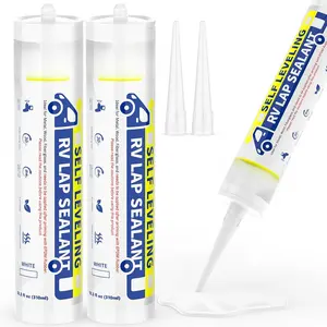 RV Roof Sealant, Self Leveling Lap Sealant White, RV Caulking Sealant , Flexible & Non-Cracking, RV Lap Sealant for Camper, Trailer & Motorhome Roof Repair, Secure Odorless (2 Pack)