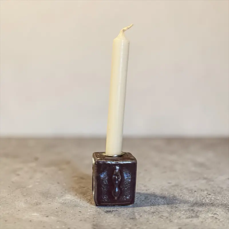 Maroon Triple Moon Goddess Mini Ceramic Candle Holder for Decorative Use Only