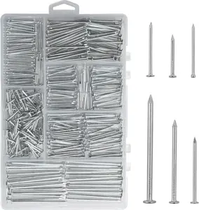 376 count  Hardware Nails Assortment Kit, Maximum Length 2 Inches Galvanized Nails, Picture Hanging Nails,  Nails, Wall Nails with Storage Box|   6 SizesQuesear