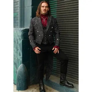 IMPERIAL TAILCOAT - BLACK EDWARDIAN BROCADE