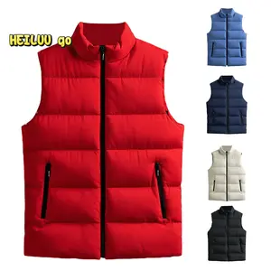 Men´s Puffer Vest Solid Color Stand Collar Quilted Waistcoat Fall Winter Casual Outdoor Sleeveless Padded Jacket Coat