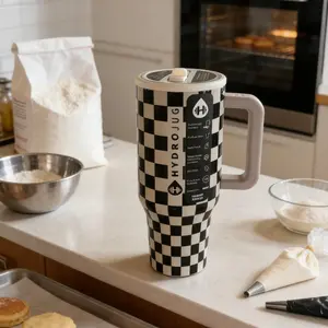 HydroJug Checkerboard Insulated Tumbler 40 oz Leak-Proof Cup for Car Commute & Gym Hydration Insulated Design Keeps Beverages Fresh daily life with straw gift elegant valentine outdoor water dispenser Bottle easy drinking girl large capacity holiday