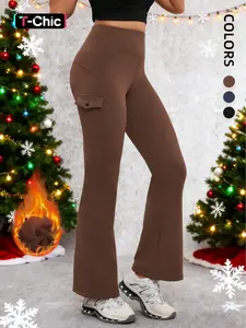 Women's Fleece Lined Yoga Pants, High Waisted Tummy Control, Casual Wide Leg, Athleisure Stretchable Activewear Training Sports Fitness Leggings, Perfect for Outdoor Cycling and Fitness