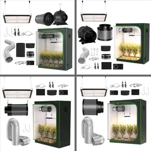 ALPHAGROW 4x2 ft Grow Tent Kit Options, including 48x24x60 inch Grow Tent, 100W Full-Spectrum Timed LED Grow Light, 4&6 inch Ventilation Kits, 8ft Ventilation Duct Combos, and Noise-Reducing Rubber Duct Connectors