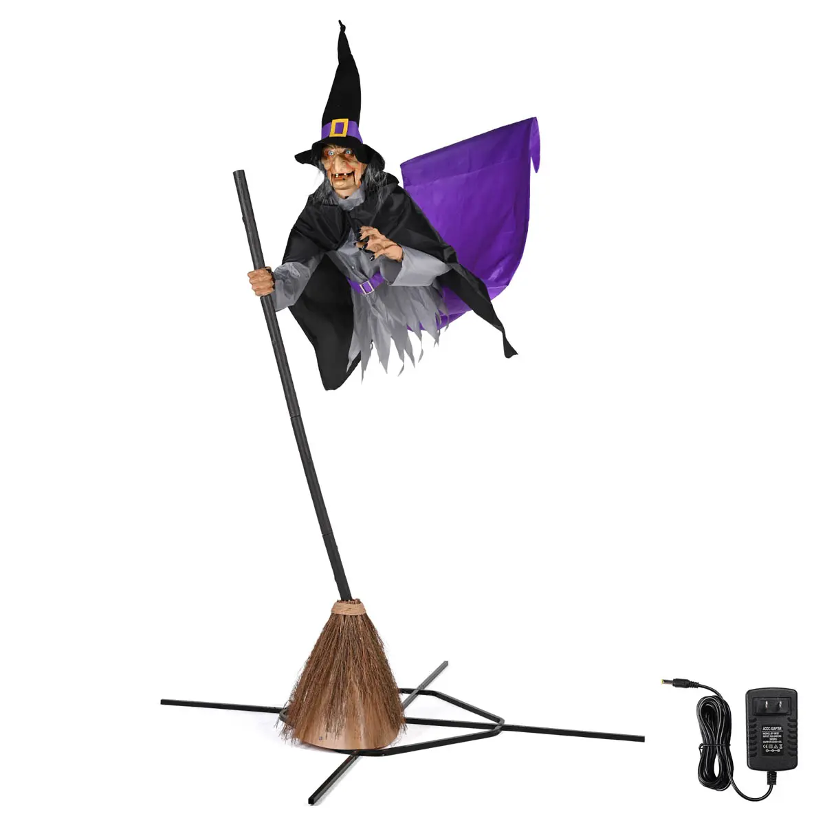 Yescom 9Ft Flying Witch on Broom Animated Halloween Decoration Outdoor Motion Activated