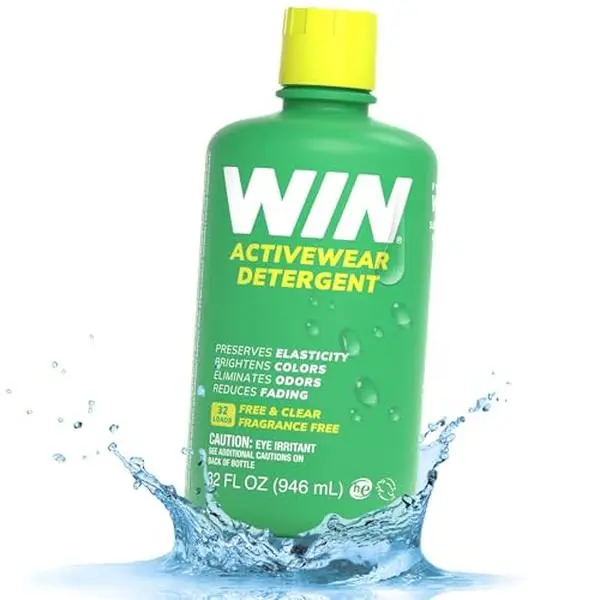 WIN Sports Laundry Detergent for Activewear - Free and Clear - 32oz | Free and Clear Formula for Activewear & Team Uniforms | Removes Odor, Brightens Colors, Preserves Stretch & Elasticity