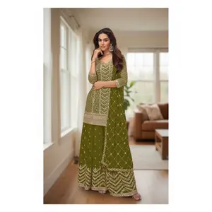 Chinon silk sharara suit