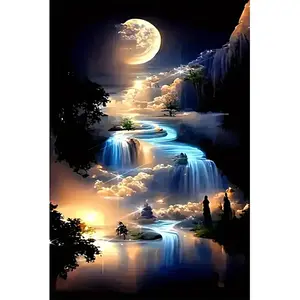 Paint By Numbers Kit On Canvas DIY Oil Art Moon Picture Home Wall Decor40x60cm